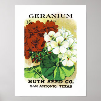 Póster Rótulo de Pacote de Semente Geranium