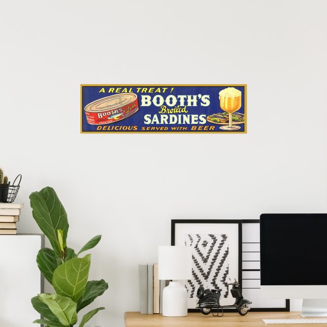 Poster Rótulo de Sardinhas Grelhadas da Marca Booth Lehma (Escritório em casa)