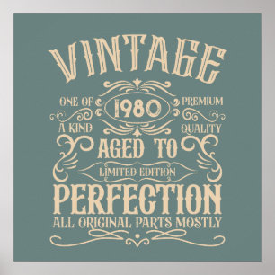 Poster Rótulo de uísque personalizado de aniversário vint