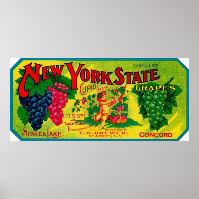 Póster Rótulo de Uva CupidaChave Estelar, NY (Frente)
