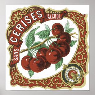 Poster Rótulo do Alcool Vintage do Sans Cerises
