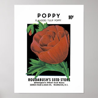 Poster Rótulo do Pacote de Sementes da Poppy