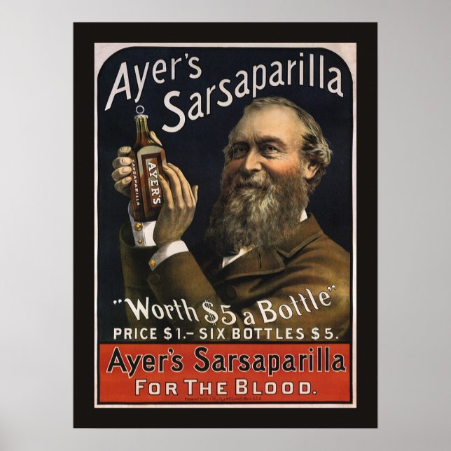 Póster Rótulo do produto Vintage, bebida Sarsaparilla do  (Frente)