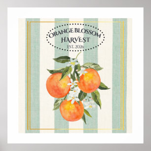 Poster Rótulo Flor de Laranjeira - Cítrico Mediterrâneo