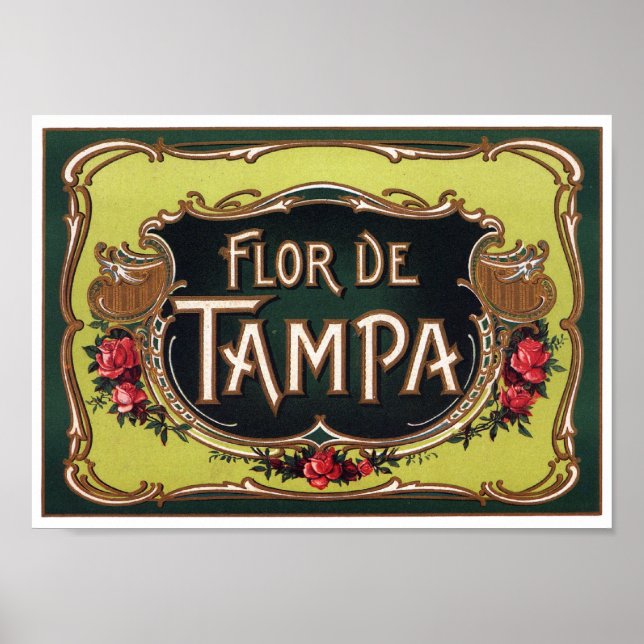 Póster Rótulo Flor de Tampa Cigar (Frente)