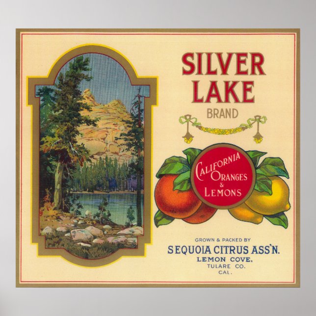 Poster Rótulo Laranja do Lago SilverRótulo de LimãoRótulo (Frente)