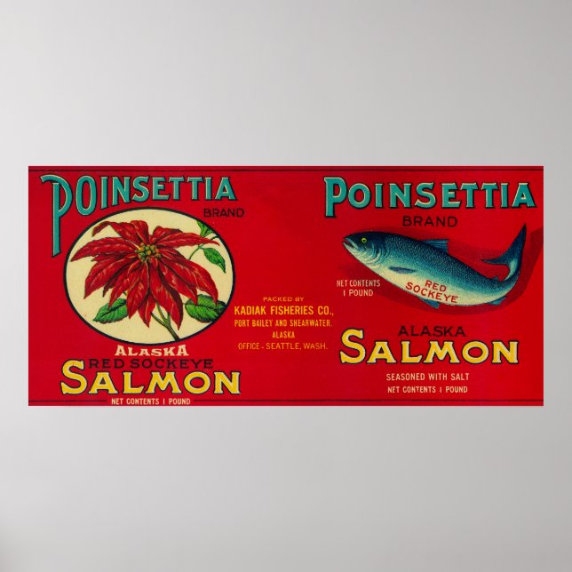 Póster Rótulo Poinsettia Salmon (Frente)