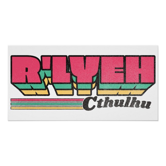 Póster Rótulo Retro R'lyeh Cthulhu (Frente)