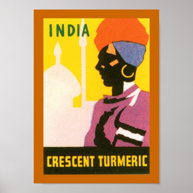 Póster Rótulo Tumérico Crescente (borda) (Frente)