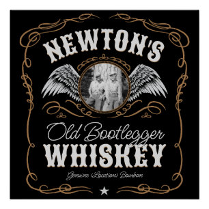 Póster Rótulo Whiskey Antigo ADICIONAR Nome da Família FO