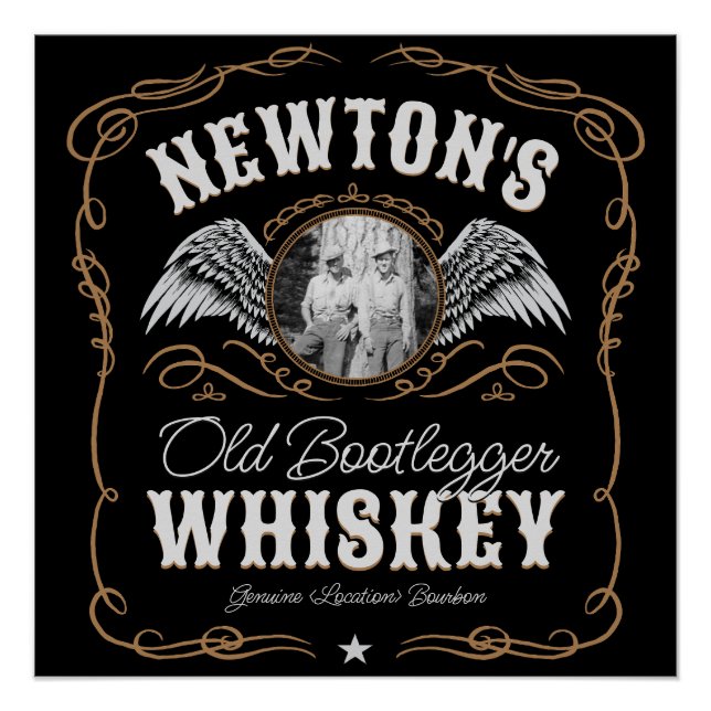 Póster Rótulo Whiskey Antigo ADICIONAR Nome da Família FO (Frente)