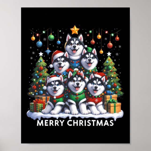 Poster Rouco Cão Árvore de Natal Feliz Combate de Natal (Frente)