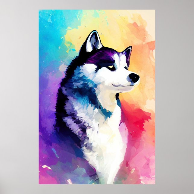 Poster Rouco Cão Natureza Selvagem Pintura De Cor Animal (Frente)