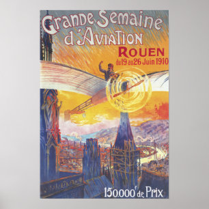 Poster Rouen, France - Pilot and Plane
