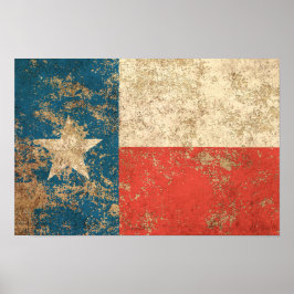 Poster Rough Aged Vintage Texas Flag