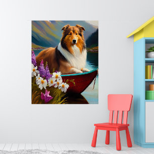 Poster Rough Collie em uma Canoa: Uma Aventura Cênica