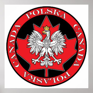 Póster Round Polska Canada Leaf
