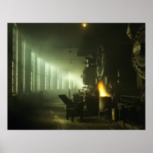 Póster Roundhouse locomotivo
