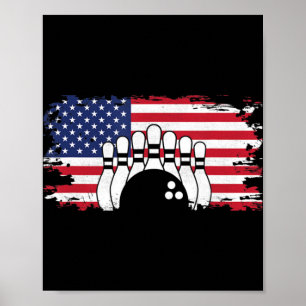 Poster Roupa da Boliche da bandeira americana - Boliche