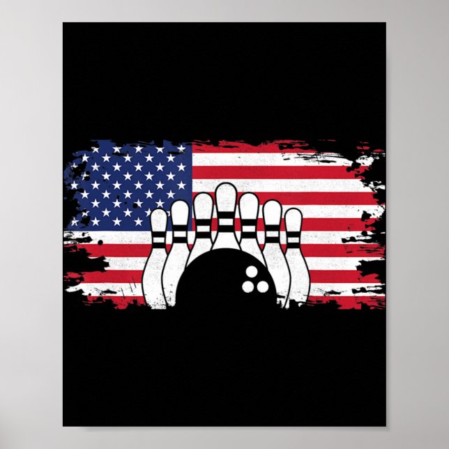 Poster Roupa da Boliche da bandeira americana - Boliche (Frente)