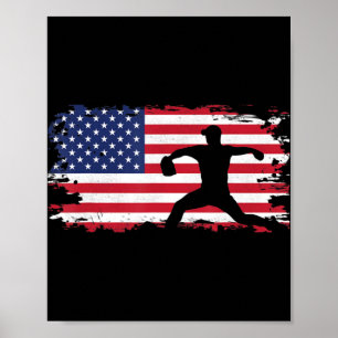 Poster Roupa de Baseball de Bandeira Americana - Baseball