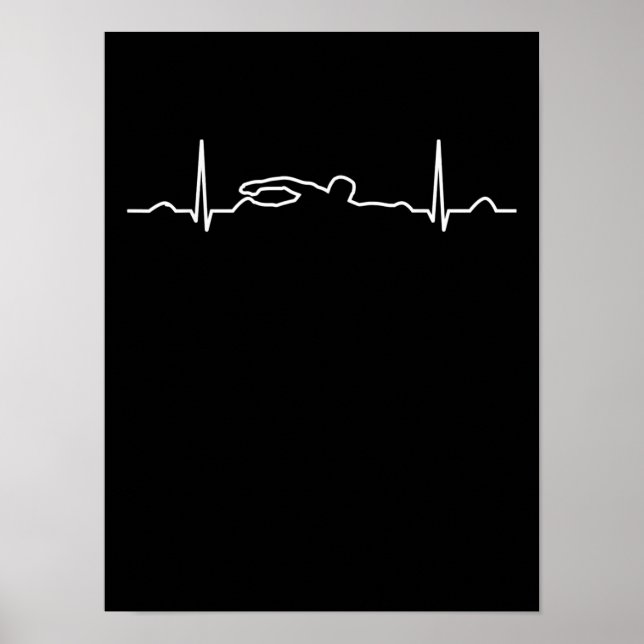 Poster Roupa de batimento cardíaco sofisticado, natação,  (Frente)