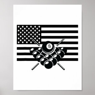 Poster Roupa de Bilhares de Bandeira Americanos - Bilhare