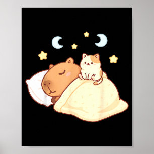 Poster Roupa de dormir fofa de capivara Kawaii Sleepybara