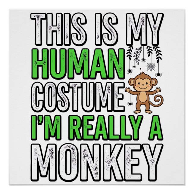 Póster Roupa de Humano de Macaco Engraçado Design de Cami (Frente)