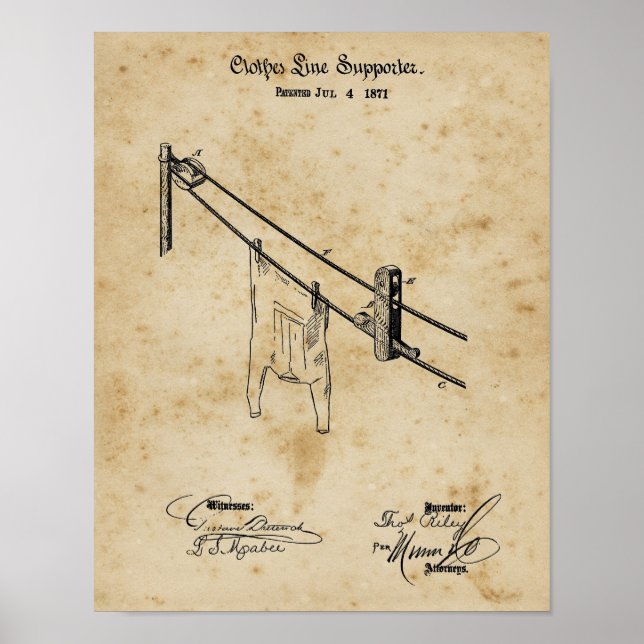 Poster Roupa de lavanderia decoração de roupas de linha d (Frente)