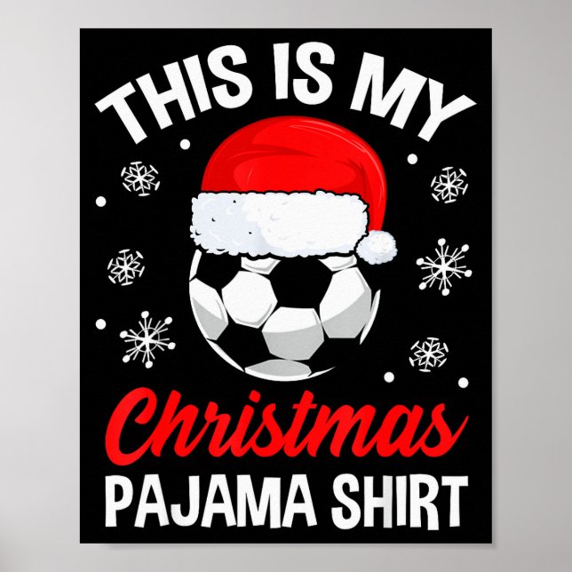 Poster Roupa de pijama de Natal engraçada de bola de fute (Frente)