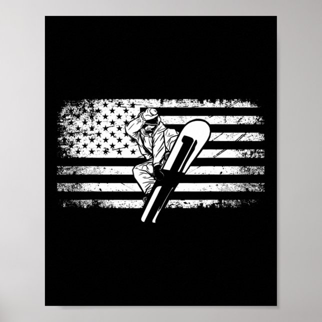 Poster Roupa de Snowboard da Bandeira Americana - Snowboa (Frente)