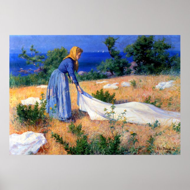 Poster Roupa Secando Elin Danielson-Gambogi 1896 (Frente)