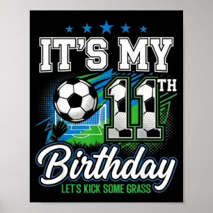 Poster Roupas de Aniversário de Futebol É Meu 11º Anivers