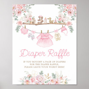 Poster Roupas de Bebê Rosa Fralda de Linha de Roupa Flora