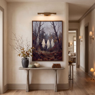 Poster Roupas de Fantasma Vintage Halloween Floresta