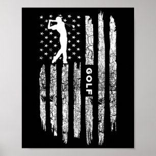 Poster Roupas de golfe da bandeira americana - Golfe Vint