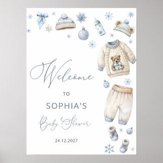 Poster Roupas de Inverno Bem-vindo ao Chá de Bebê Menino
