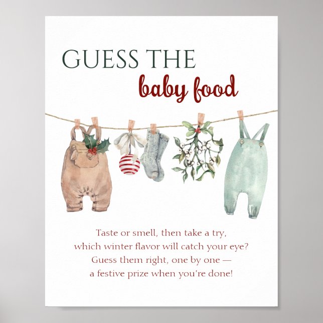 Poster Roupas de Natal Adivinhe a Comida de Bebê (Frente)