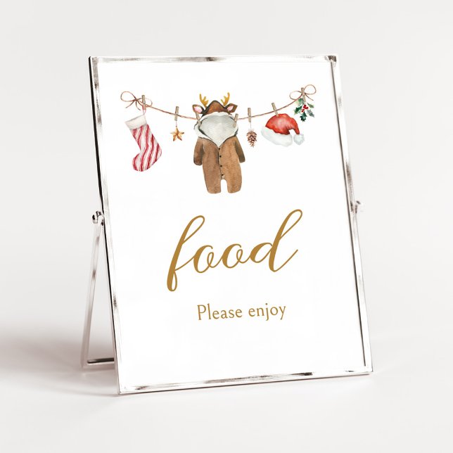Poster Roupas de Natal Alegres Sinal de Comida (Merry Little Clothes Baby Shower Food SIgn)