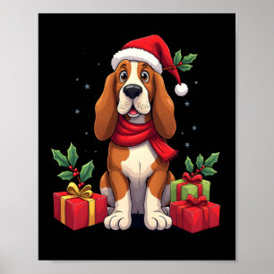 Poster Roupas de Natal engraçadas para cães Basset Hound