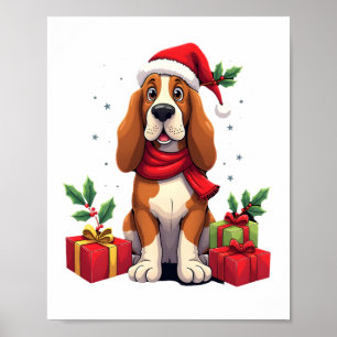 Poster Roupas de Natal engraçadas para cães Basset Hound 