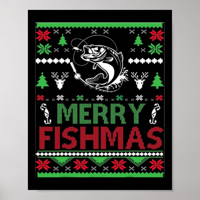 Poster Roupas de Natal Feias para Pescaria B Peixe (Frente)