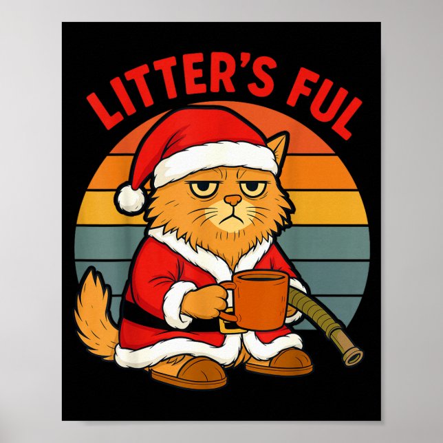 Poster Roupas De Natal Para Gatos Com Ninhada Cheia Cansa (Frente)