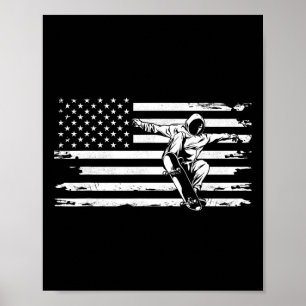Poster Roupas de Skate com Bandeira Americana - Skateboar