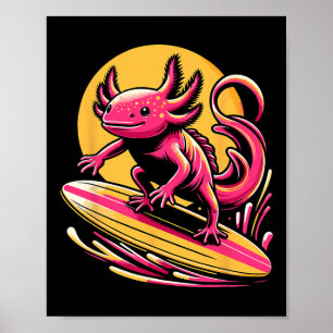 Poster Roupas de Surf Axolotl Prancha de Surf Surfista Pa