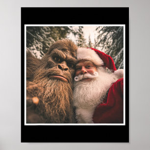 Poster Roupas Divertidas Cute Bigfoot Papai Noel Selfie N