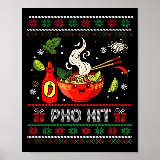 Poster Roupas Pho Kit Ugly Xmas Pijamas Combinando Famíli (Frente)