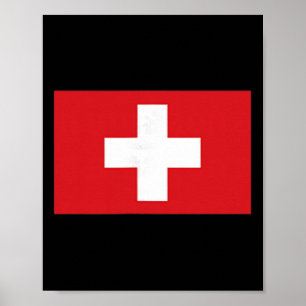 Poster Roupas Suíças Bandeira Suíça Caminhada Esqui Homen