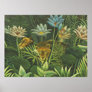 Poster Rousseau Jungle Tropical Lion Art Print Foliage
